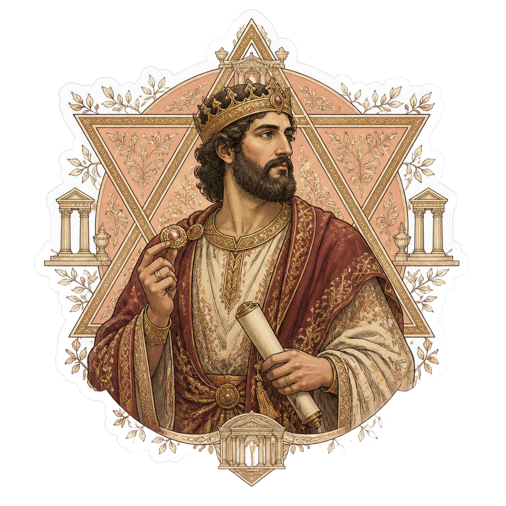Adesivo de Salomão com seu selo e colunas do templo